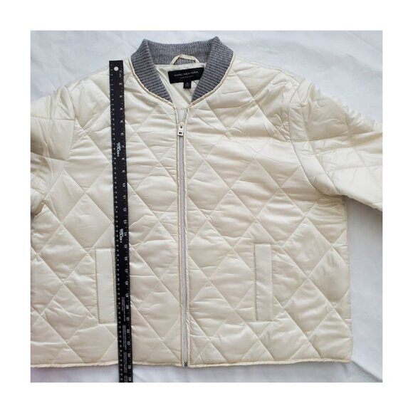 NWT Quilted Bomber Jacket Cream Satin Coat Size XL Marc New York Street Style - Picture 8 of 11